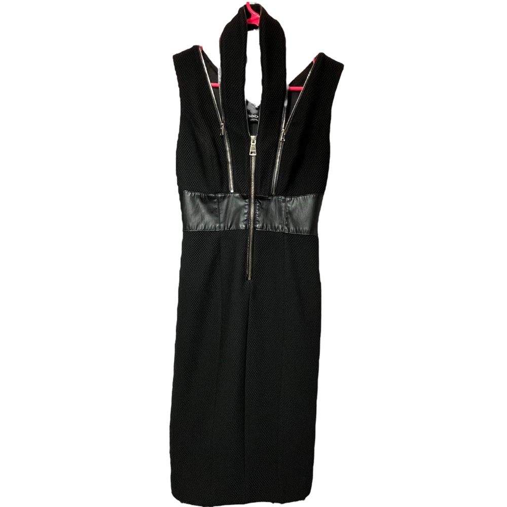 Bebe Black and Gold Zipper and Corset Variety Dress